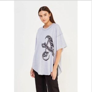 Free People NWT Oversized Graphic Tee Hi-Low S